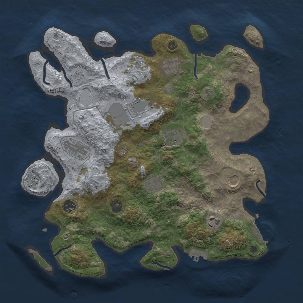 Rust Map: Procedural Map, Size: 3600, Seed: 84052455, 18 Monuments