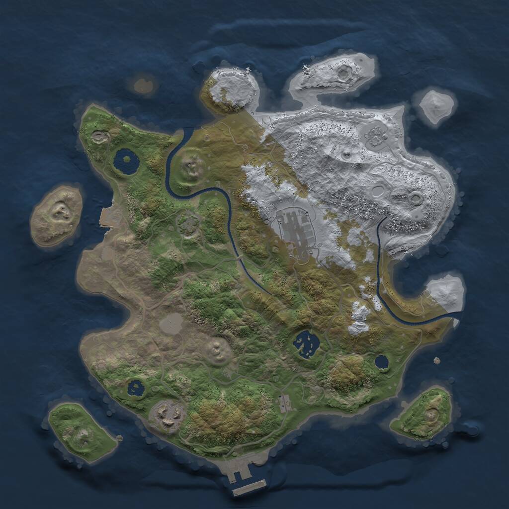 Rust Map: Procedural Map, Size: 3000, Seed: 28974, 7 Monuments