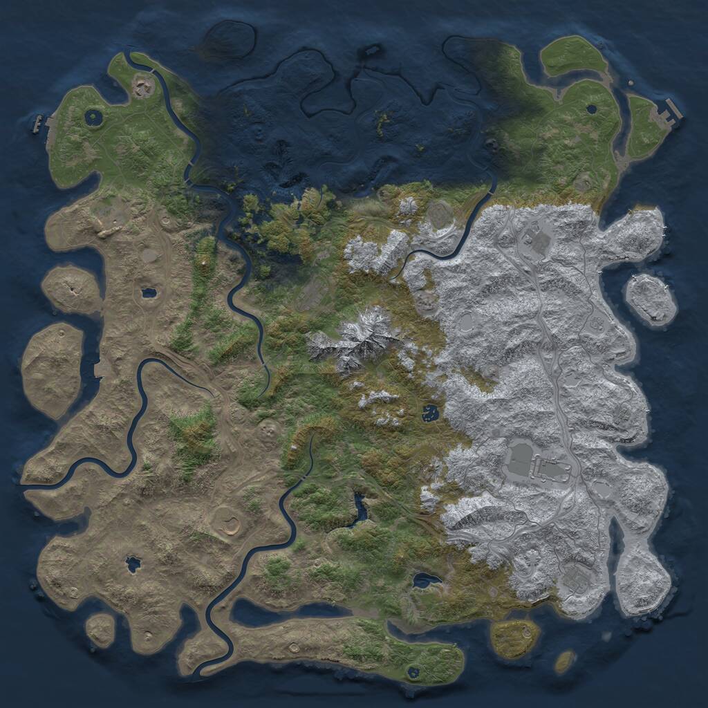 Rust Map: Procedural Map, Size: 6000, Seed: 1857693861, 17 Monuments