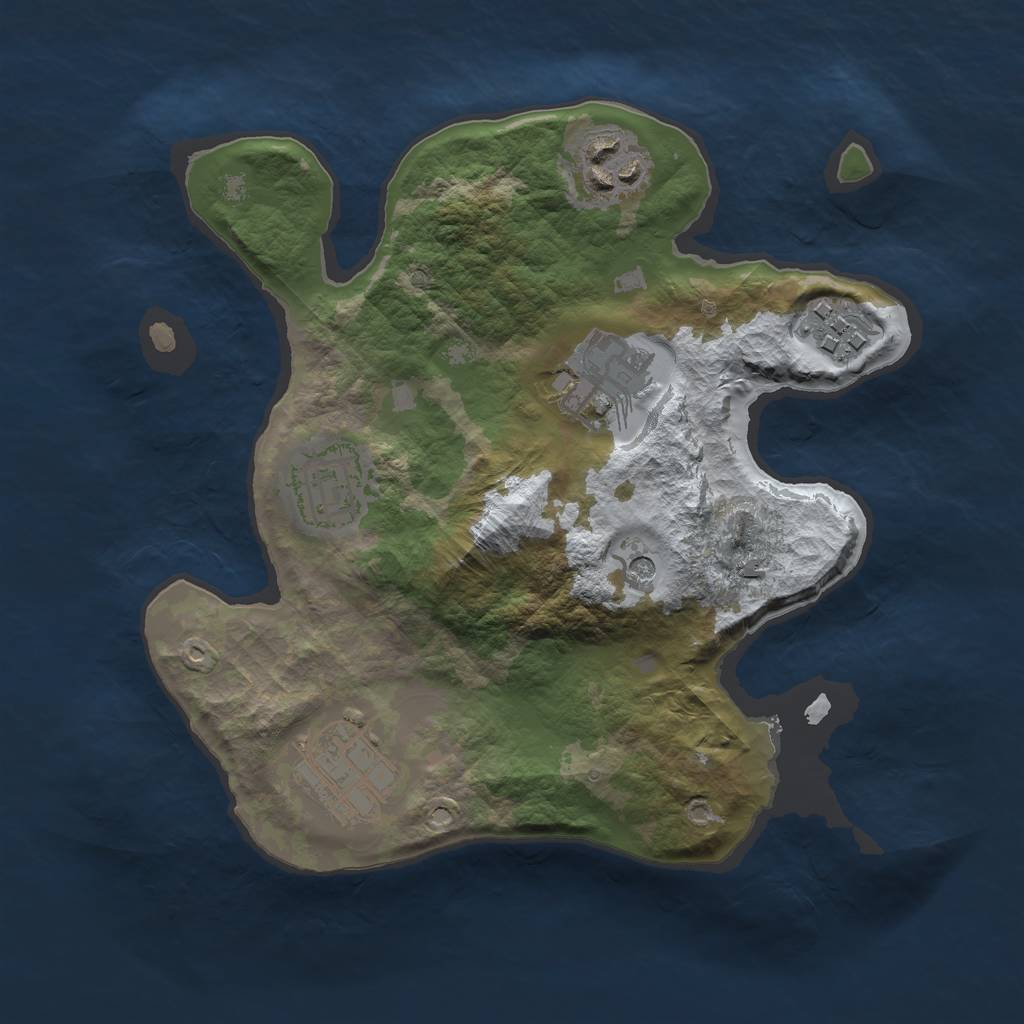 Rust Map: Barren, Size: 2500, Seed: 49, 8 Monuments