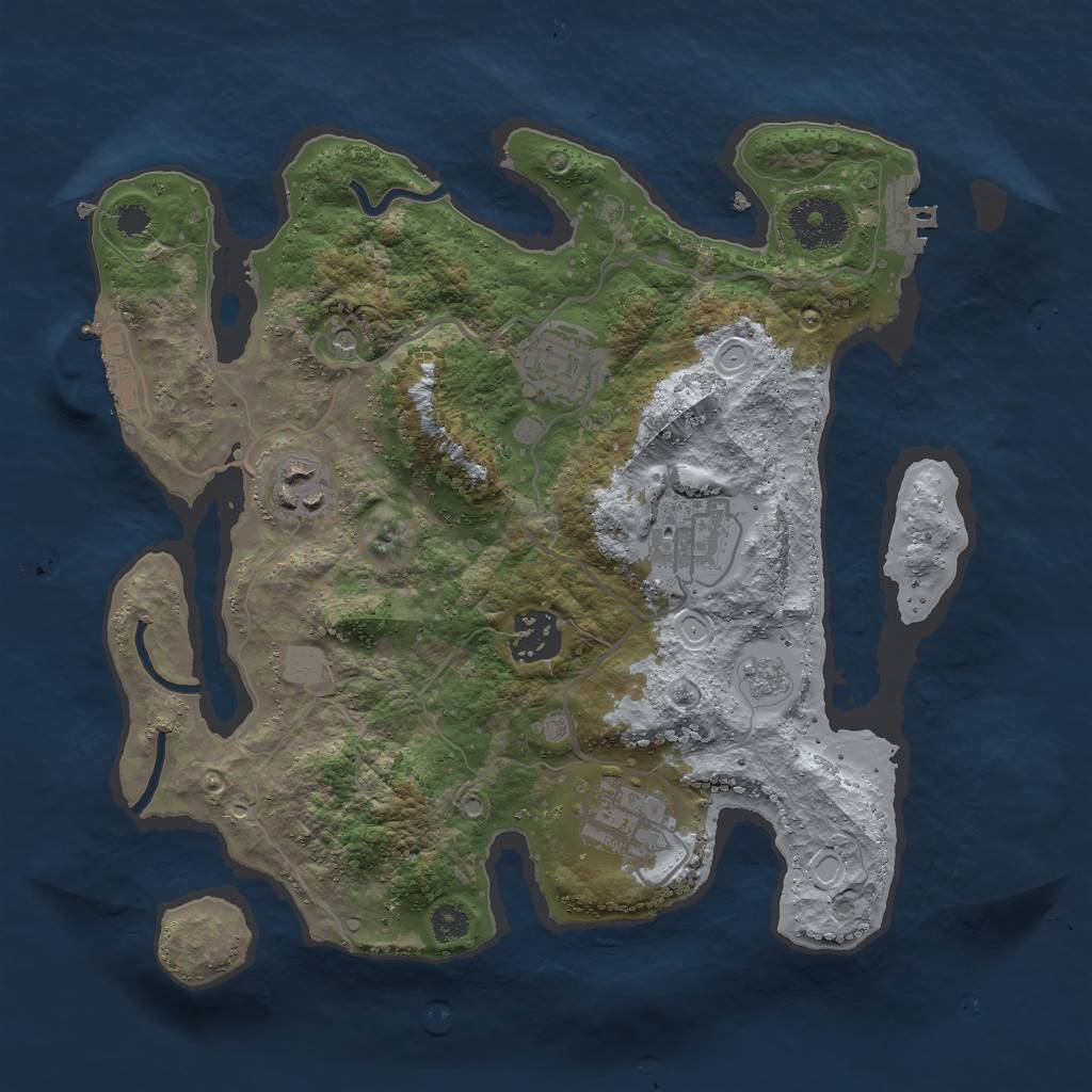 Rust Map: Procedural Map, Size: 3000, Seed: 1688418699, 14 Monuments