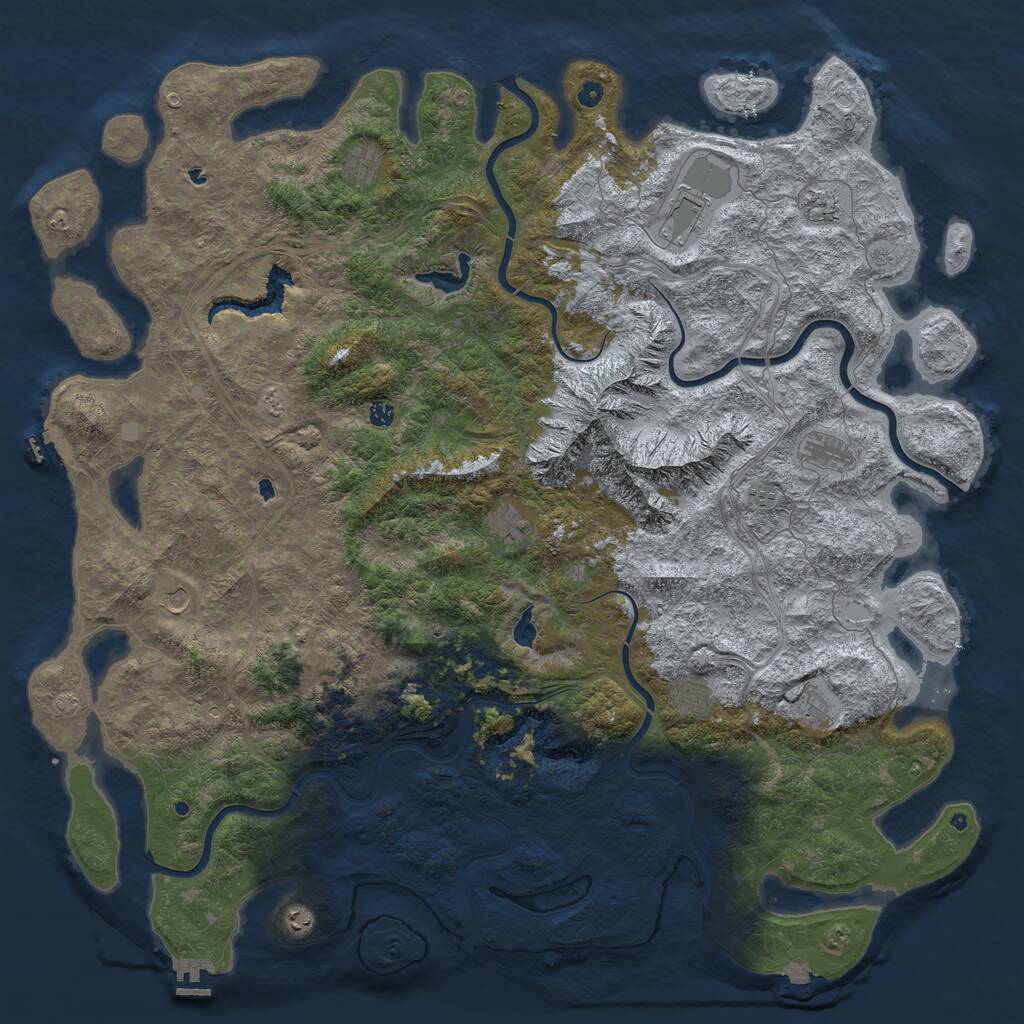 Rust Map: Procedural Map, Size: 6000, Seed: 8673452, 17 Monuments