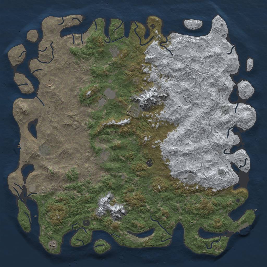 Rust Map: Procedural Map, Size: 6000, Seed: 8673452, 20 Monuments