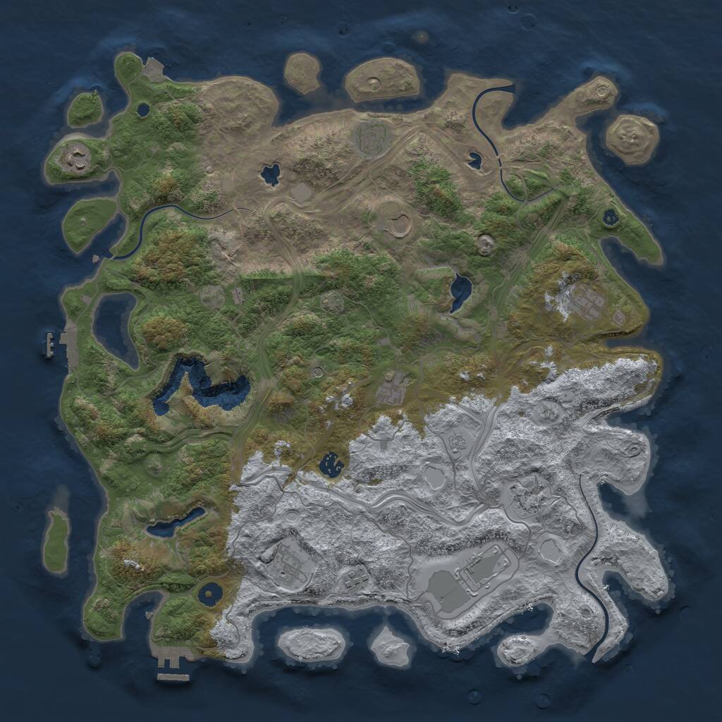 Rust Map: Procedural Map, Size: 4600, Seed: 63352142, 16 Monuments