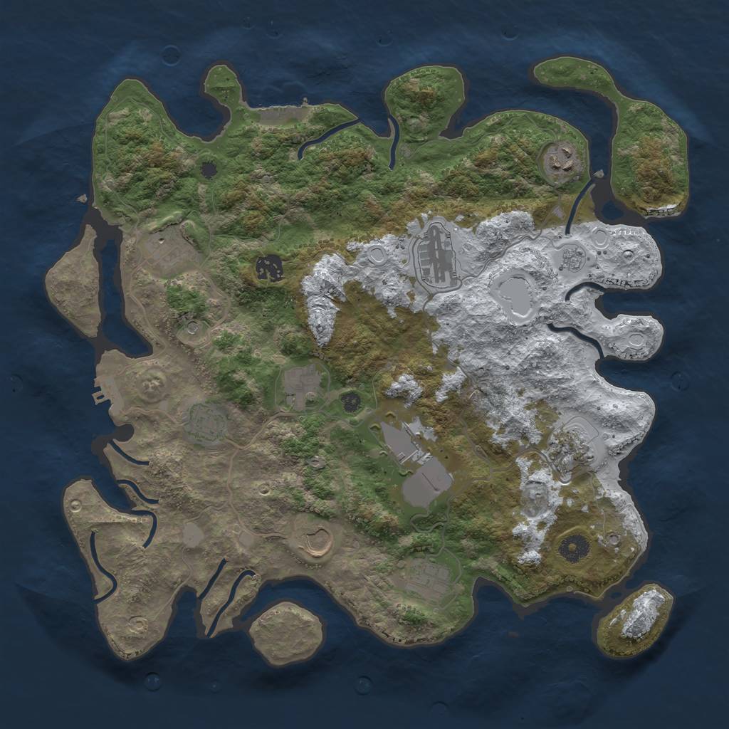 Rust Map: Procedural Map, Size: 3850, Seed: 583781680, 19 Monuments