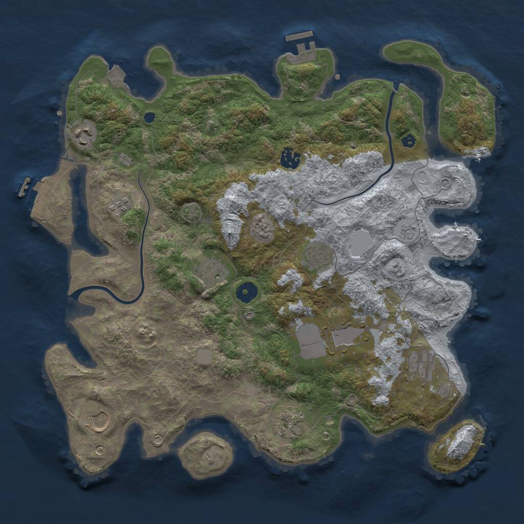 Rust Map: Procedural Map, Size: 3850, Seed: 583781680, 15 Monuments