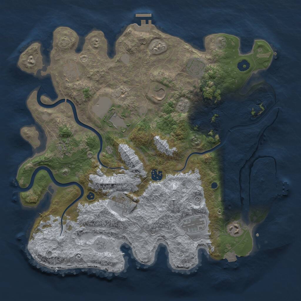 Rust Map: Procedural Map, Size: 3850, Seed: 1906423759, 16 Monuments