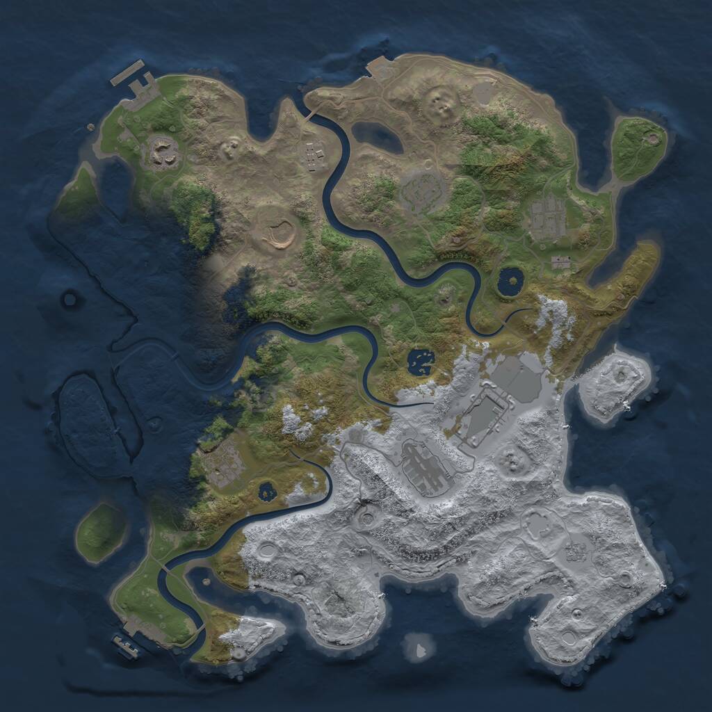 Rust Map: Procedural Map, Size: 3800, Seed: 2133803240, 15 Monuments