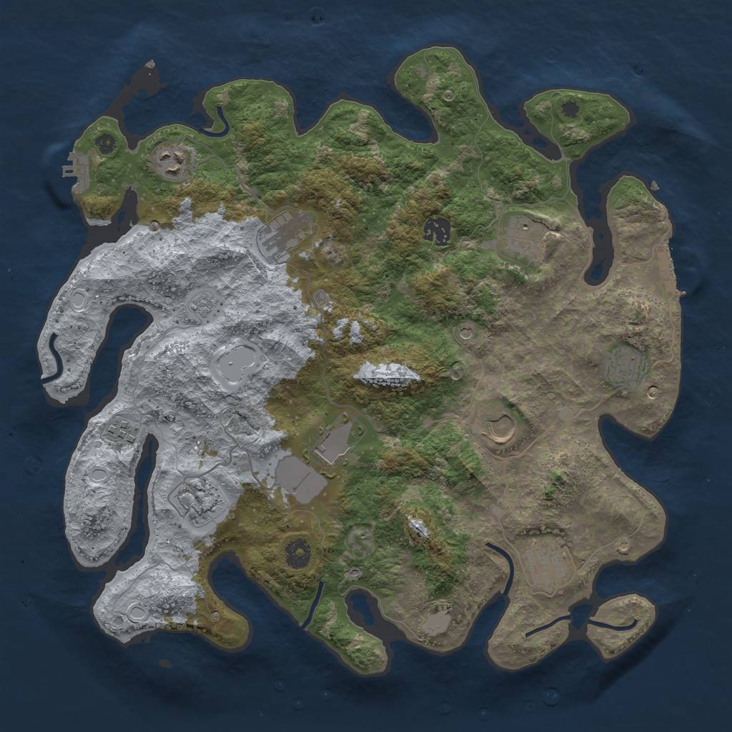 Rust Map: Procedural Map, Size: 3850, Seed: 1795677773, 19 Monuments