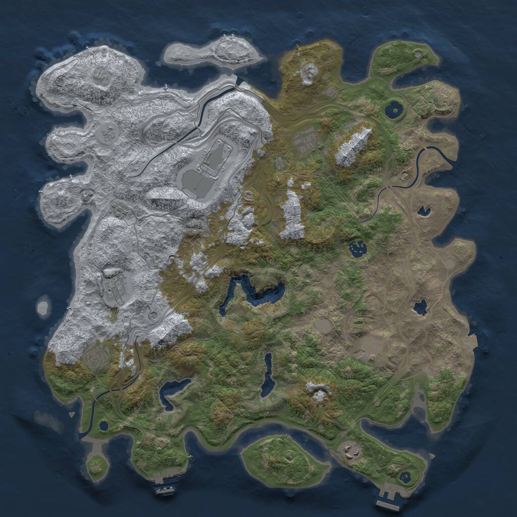 Rust Map: Procedural Map, Size: 4500, Seed: 1696716680, 14 Monuments