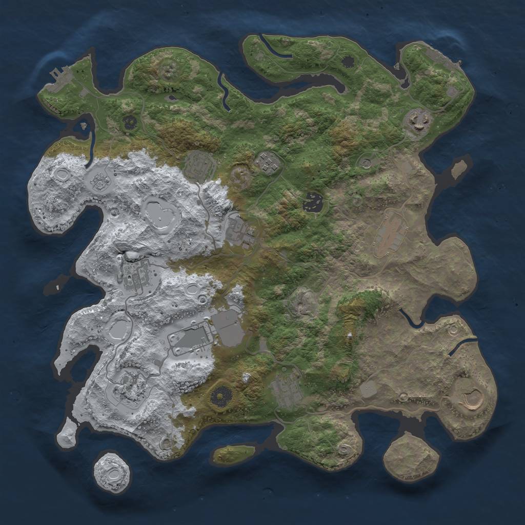 Rust Map: Procedural Map, Size: 3750, Seed: 722908421, 20 Monuments