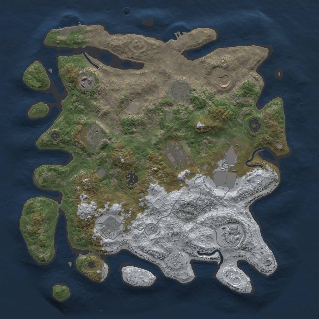 Rust Map: Procedural Map, Size: 3700, Seed: 974050702, 18 Monuments