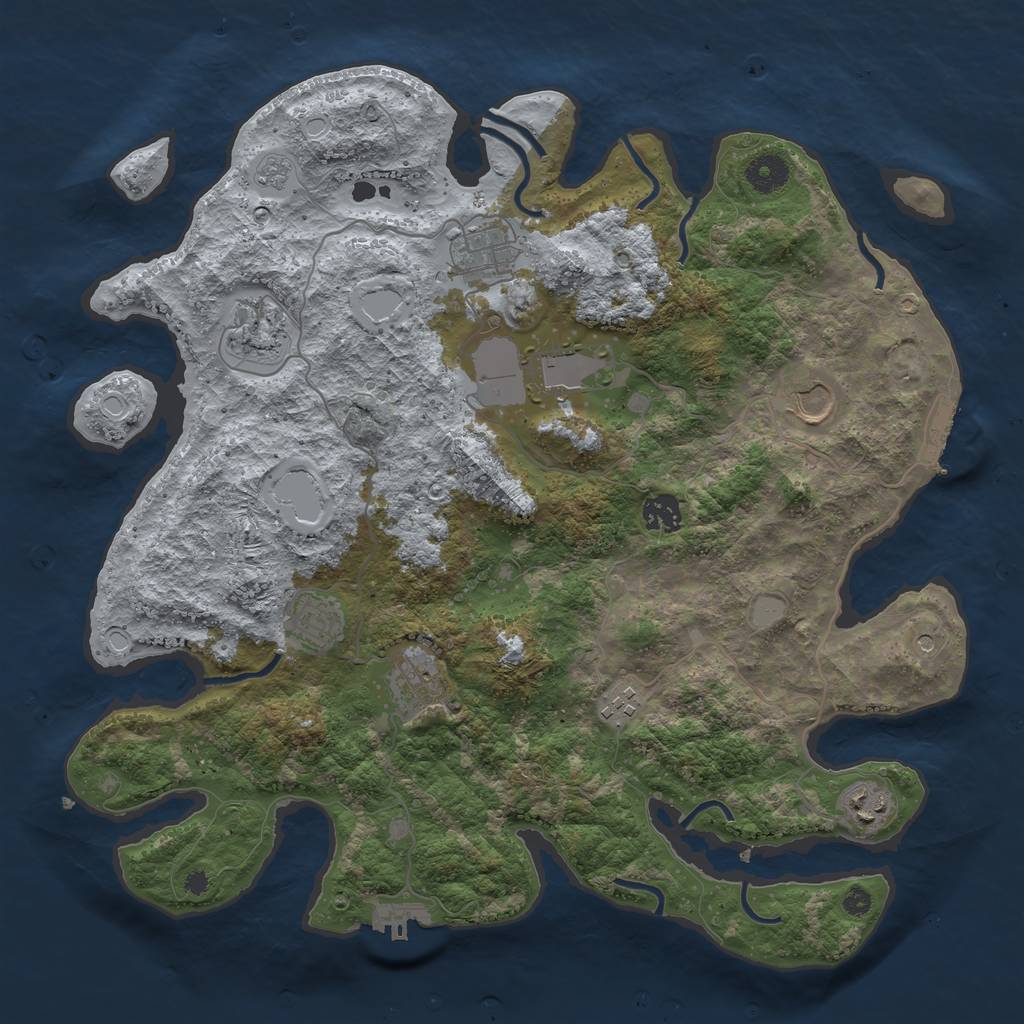 Rust Map: Procedural Map, Size: 3850, Seed: 427619901, 16 Monuments