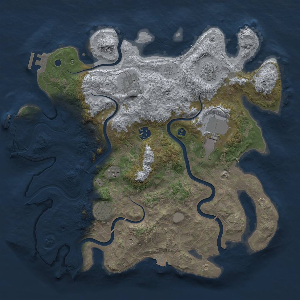 Rust Map: Procedural Map, Size: 3700, Seed: 1256162476, 12 Monuments