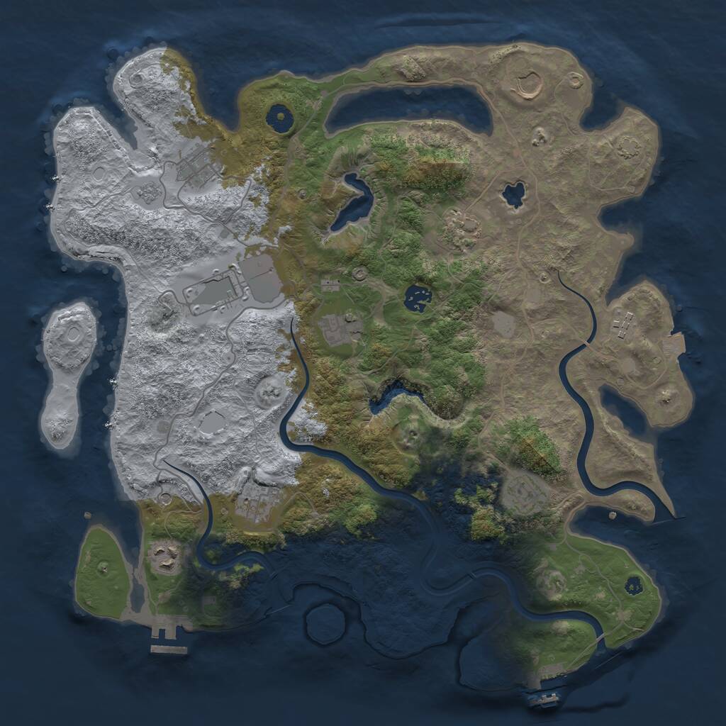 Rust Map: Procedural Map, Size: 4000, Seed: 455439, 16 Monuments