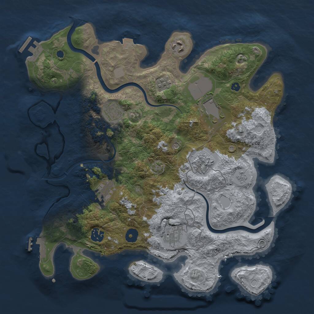 Rust Map: Procedural Map, Size: 3500, Seed: 863867294, 14 Monuments