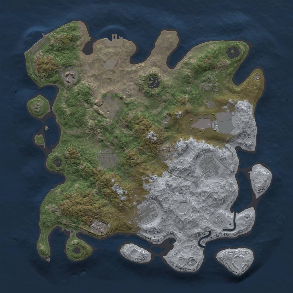 Rust Map: Procedural Map, Size: 3500, Seed: 863867294, 18 Monuments