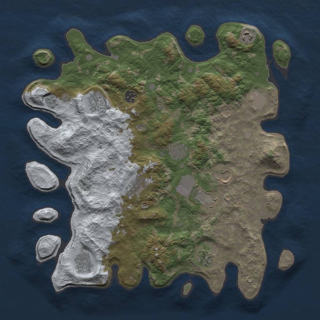 Rust Map: Barren, Size: 4000, Seed: 1025575400, 14 Monuments