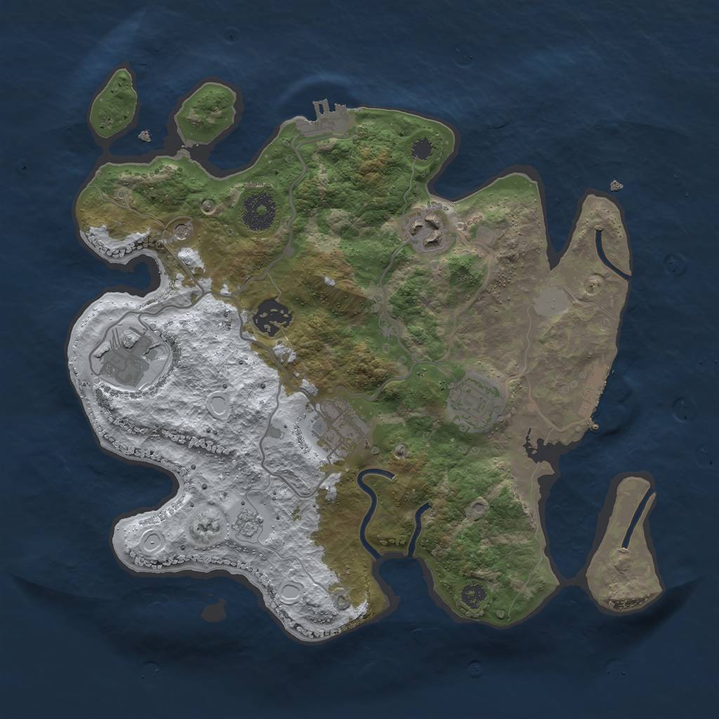 Rust Map: Procedural Map, Size: 3000, Seed: 1106672830, 14 Monuments