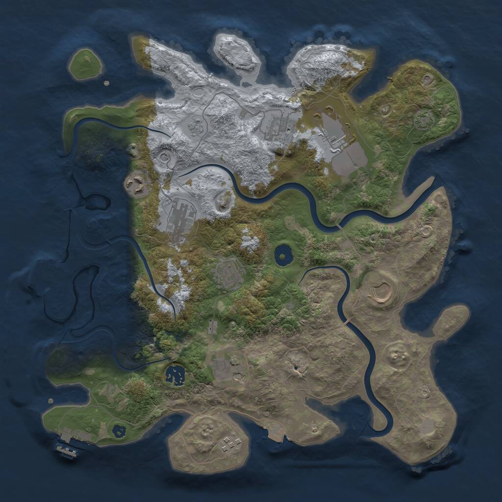 Rust Map: Procedural Map, Size: 3700, Seed: 1805330073, 15 Monuments