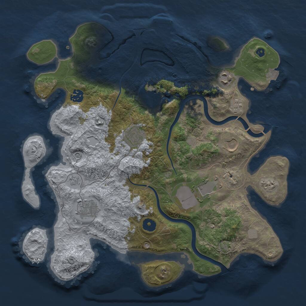 Rust Map: Procedural Map, Size: 3500, Seed: 1256768979, 13 Monuments