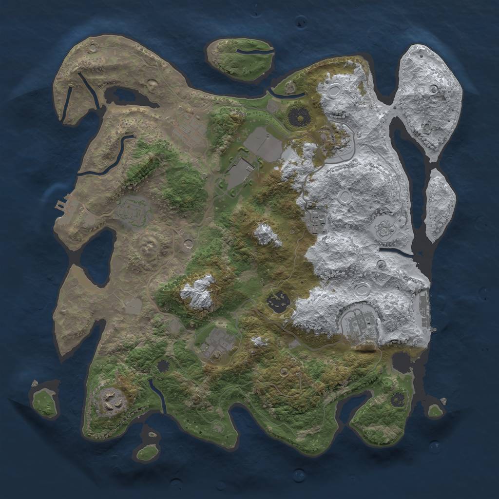 Rust Map: Procedural Map, Size: 3500, Seed: 141364371, 18 Monuments