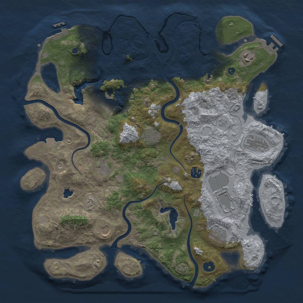 Rust Map: Procedural Map, Size: 4100, Seed: 291936796, 16 Monuments