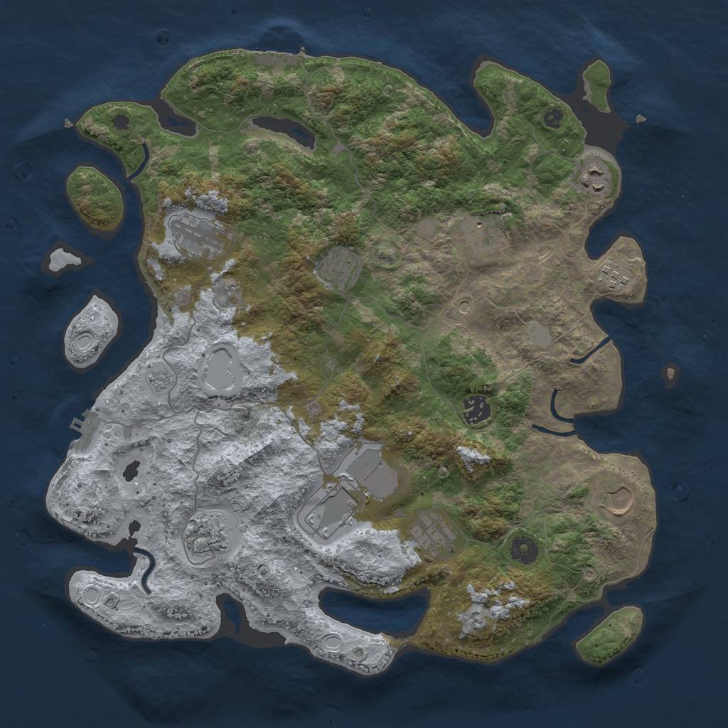Rust Map: Procedural Map, Size: 3850, Seed: 2008000208, 19 Monuments