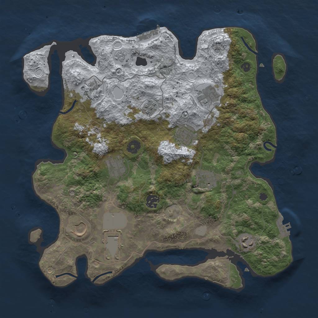 Rust Map: Procedural Map, Size: 3500, Seed: 32103201, 19 Monuments