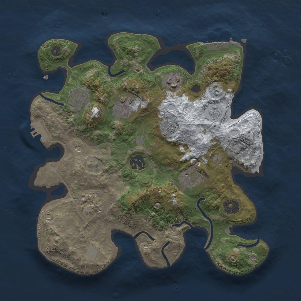 Rust Map: Procedural Map, Size: 3000, Seed: 198185653, 16 Monuments