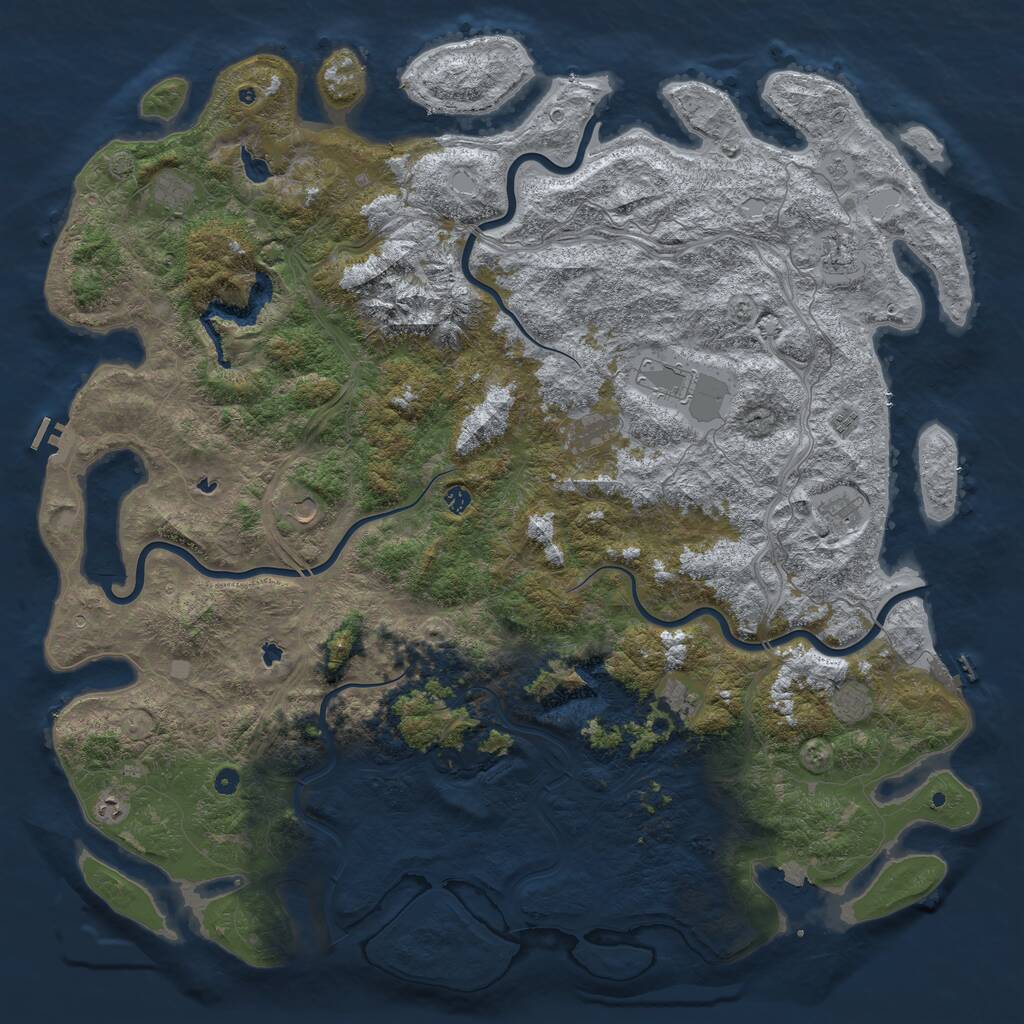 Rust Map: Procedural Map, Size: 6000, Seed: 43168065, 17 Monuments