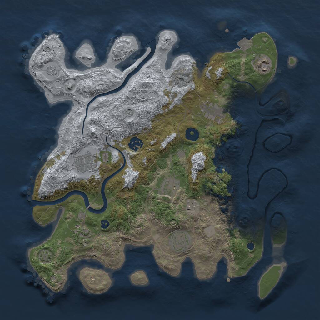 Rust Map: Procedural Map, Size: 3500, Seed: 105106173, 12 Monuments