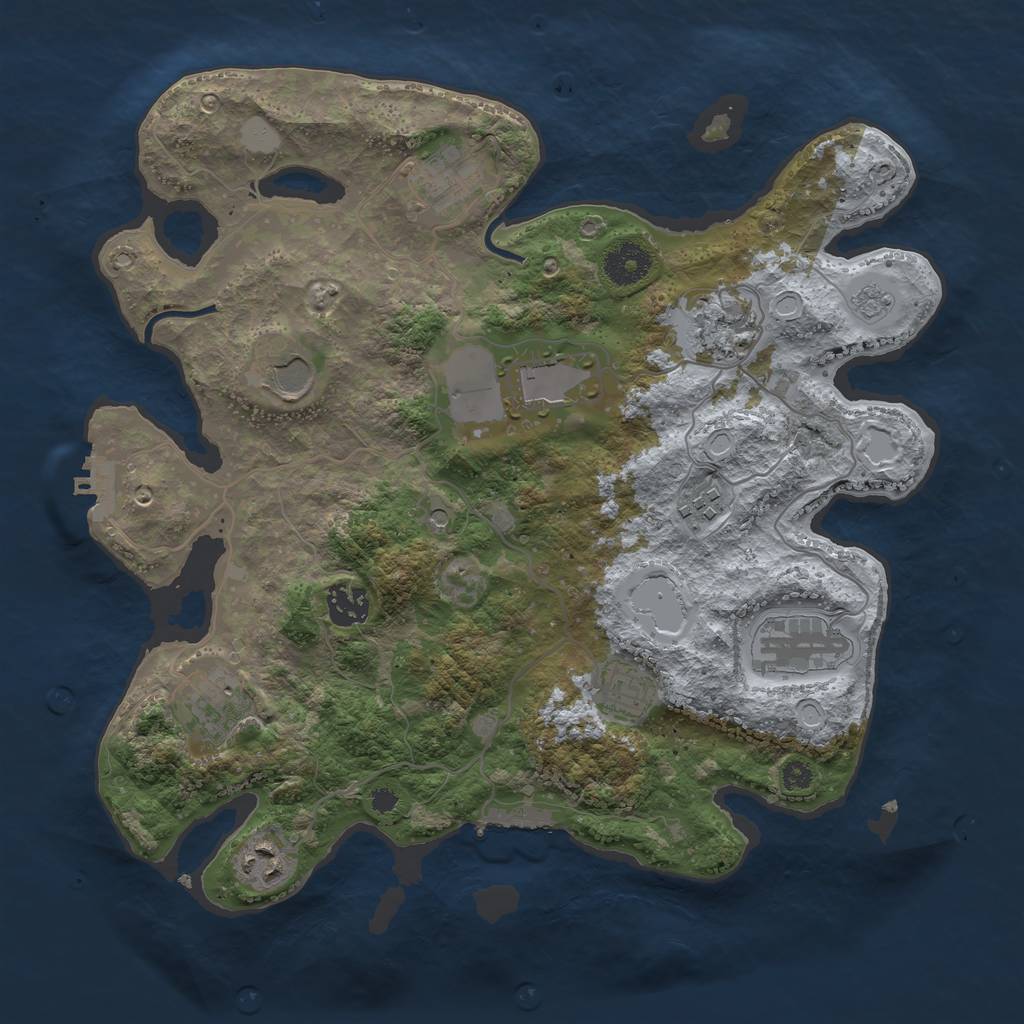 Rust Map: Procedural Map, Size: 3500, Seed: 29720351, 17 Monuments