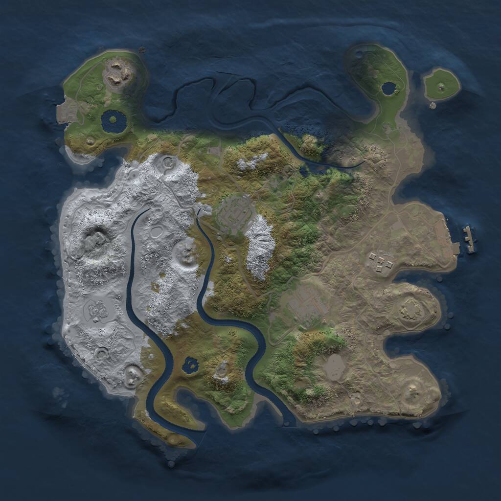Rust Map: Procedural Map, Size: 3000, Seed: 2040732739, 9 Monuments