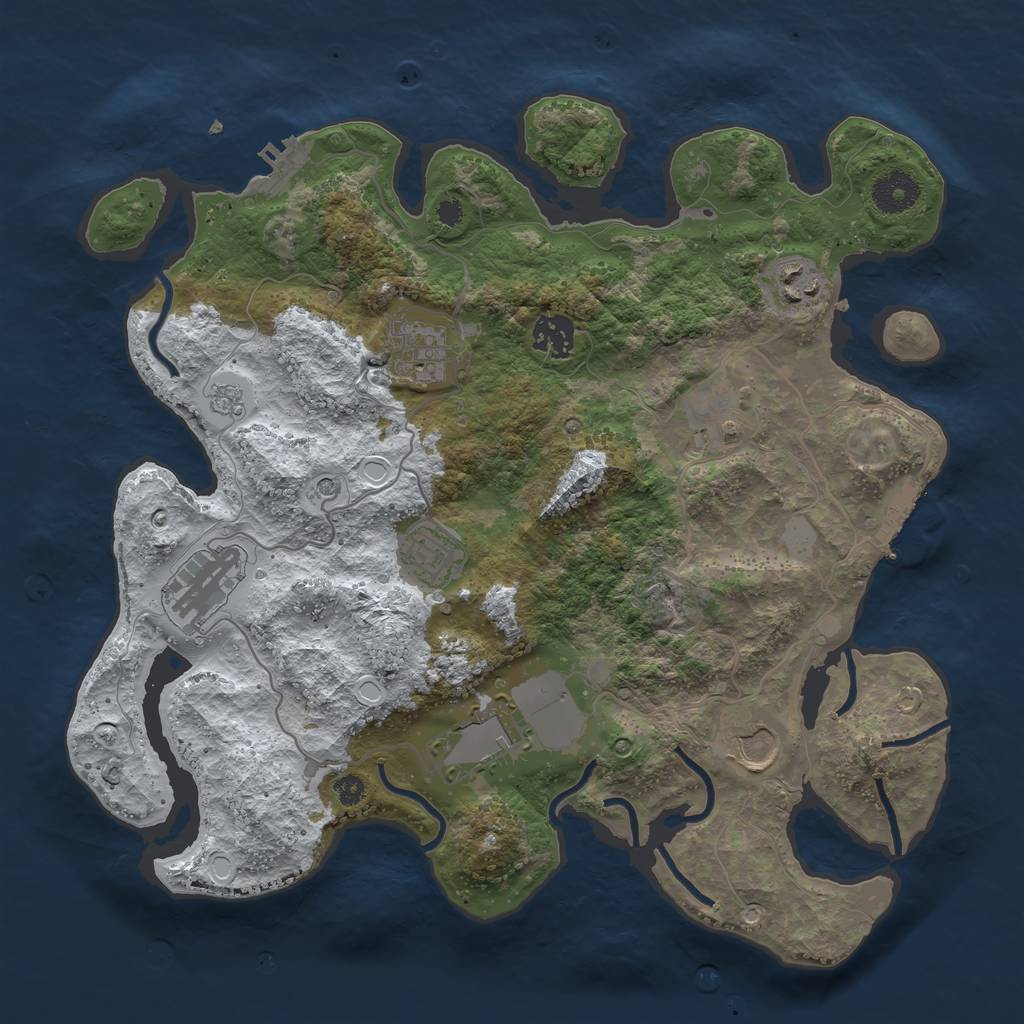 Rust Map: Procedural Map, Size: 3500, Seed: 1601732196, 17 Monuments