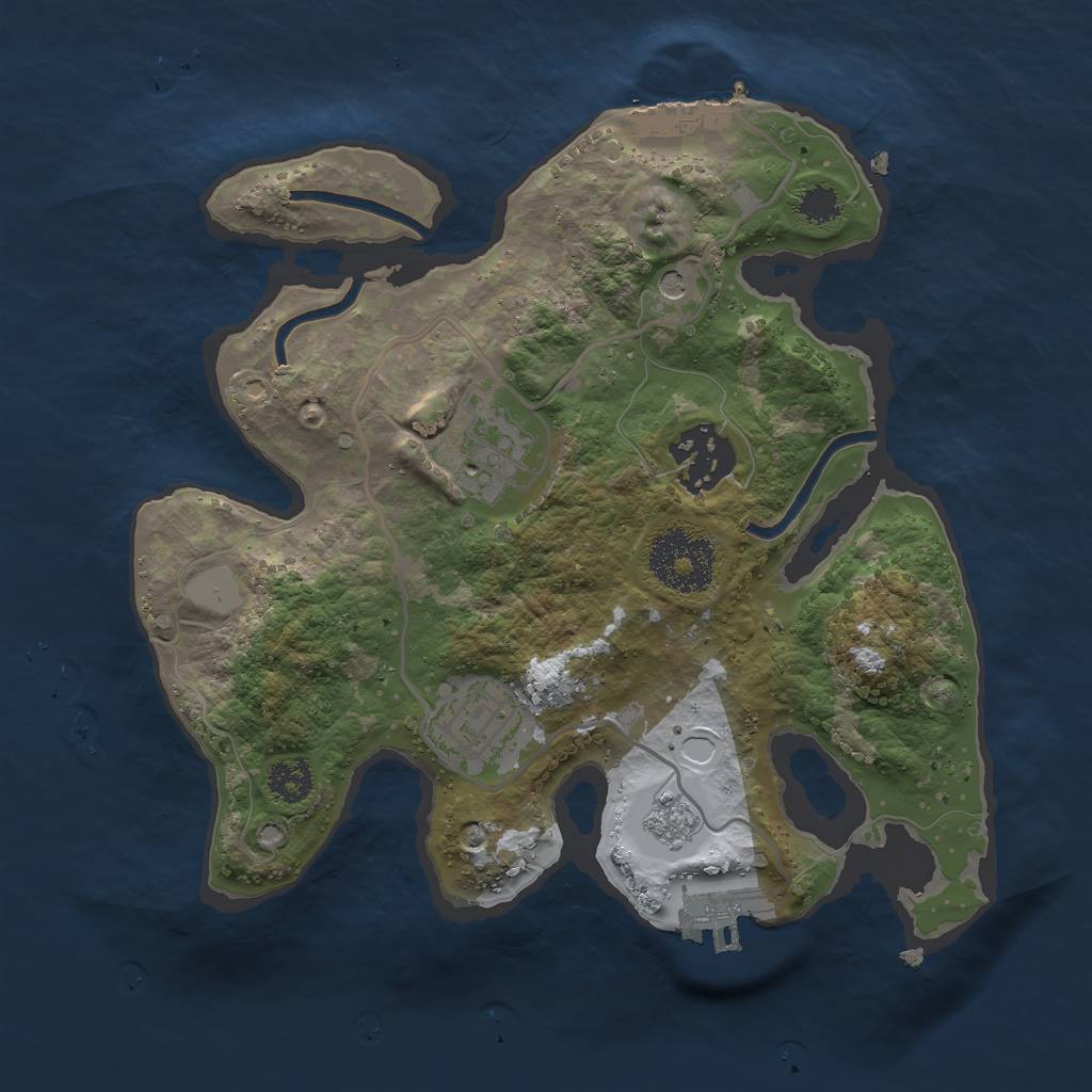 Rust Map: Procedural Map, Size: 2500, Seed: 675147472, 12 Monuments