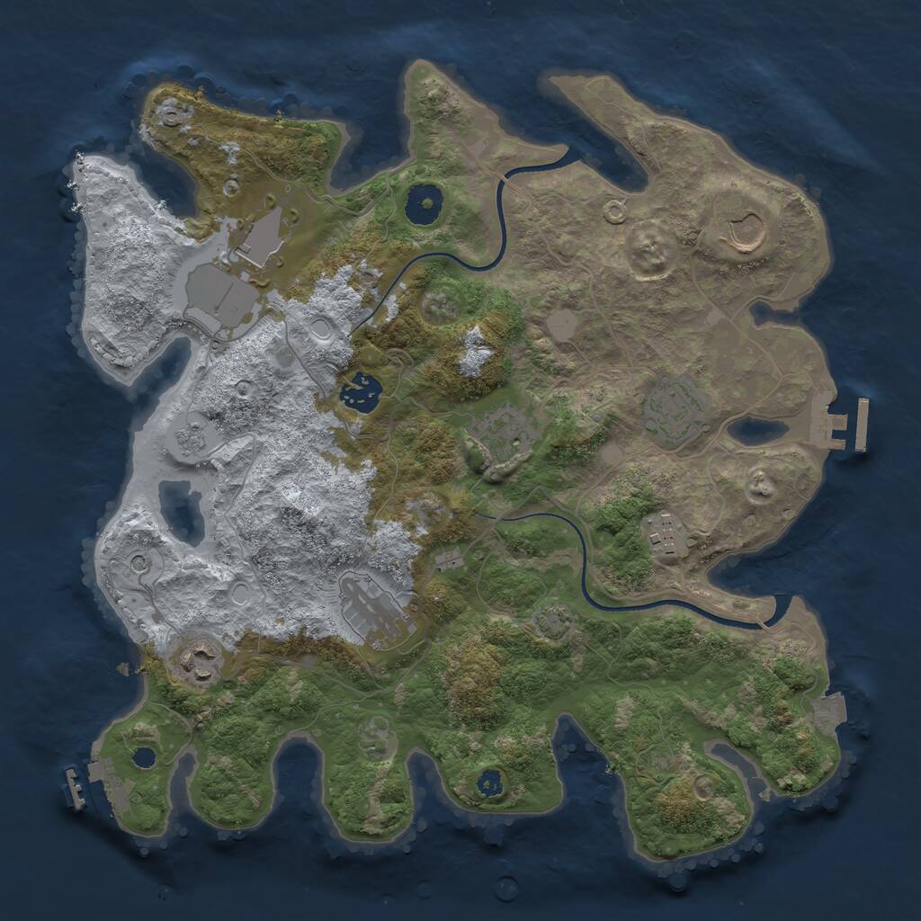 Rust Map: Procedural Map, Size: 3500, Seed: 2057130353, 14 Monuments