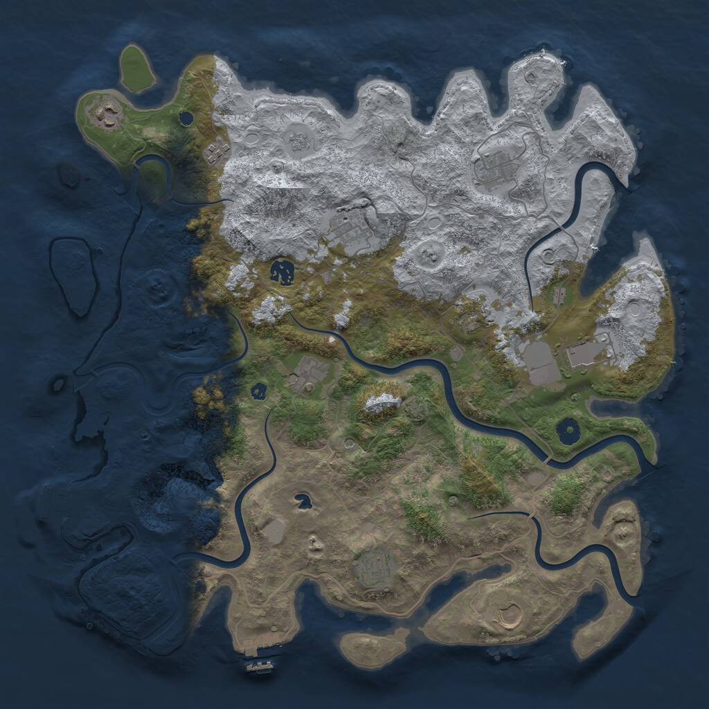 Rust Map: Procedural Map, Size: 4200, Seed: 1080757870, 16 Monuments