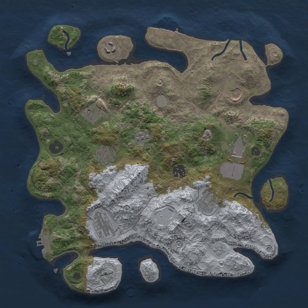 Rust Map: Procedural Map, Size: 3500, Seed: 801347285, 18 Monuments