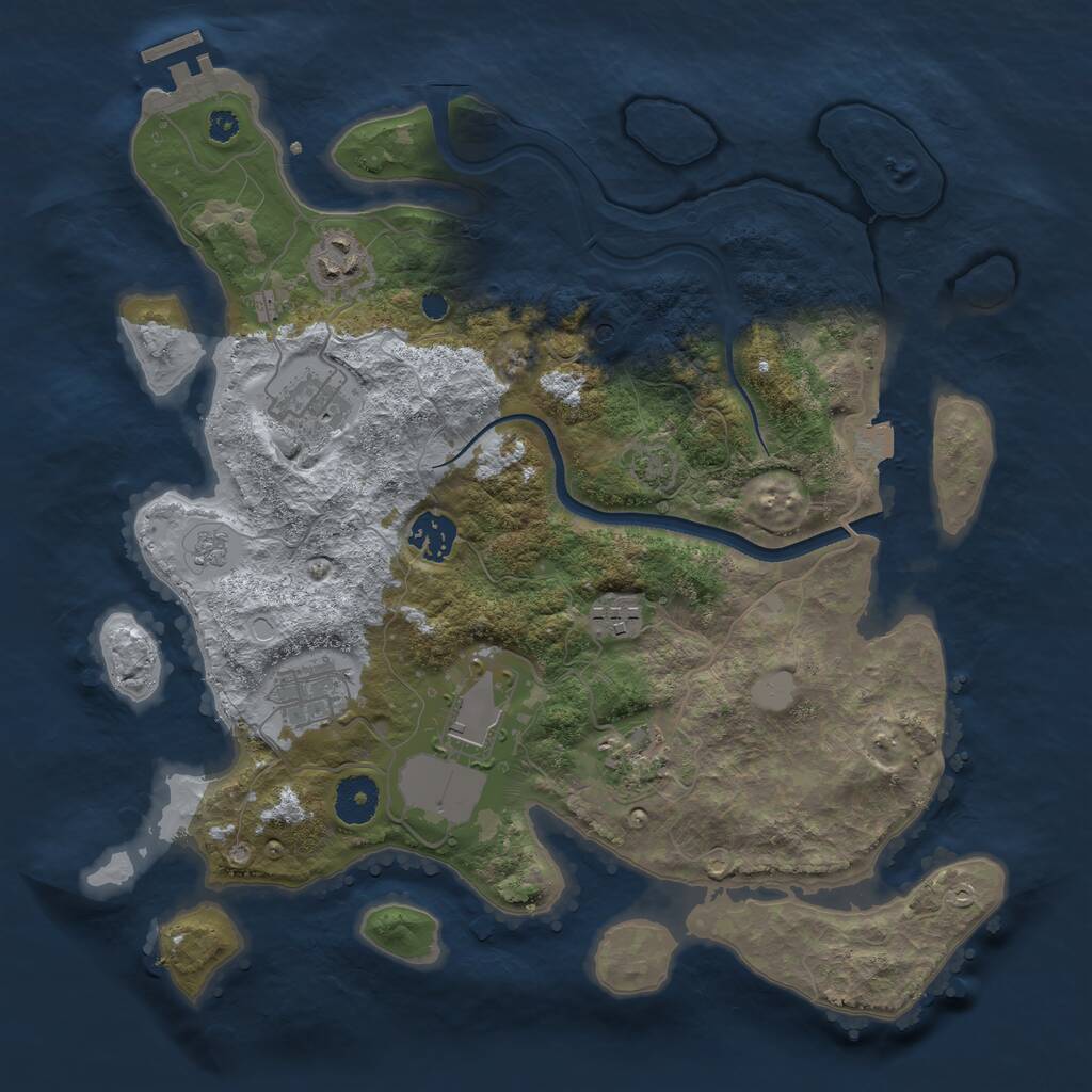Rust Map: Procedural Map, Size: 3500, Seed: 1995383482, 12 Monuments