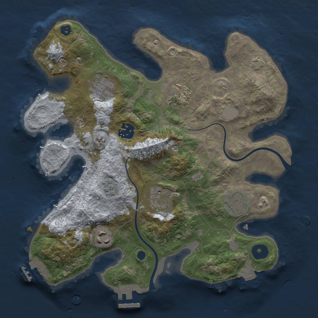 Rust Map: Procedural Map, Size: 3000, Seed: 59217, 12 Monuments