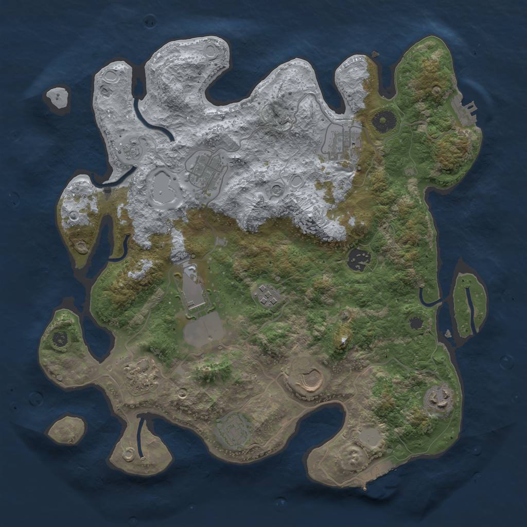 Rust Map: Procedural Map, Size: 3500, Seed: 978493642, 18 Monuments