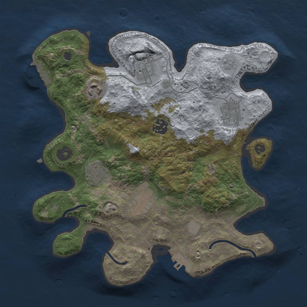 Rust Map: Procedural Map, Size: 3000, Seed: 1839864699, 14 Monuments