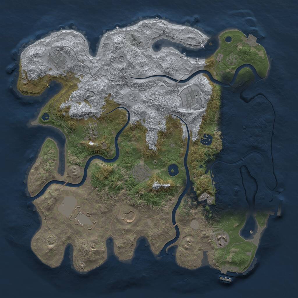 Rust Map: Procedural Map, Size: 3850, Seed: 735385059, 15 Monuments