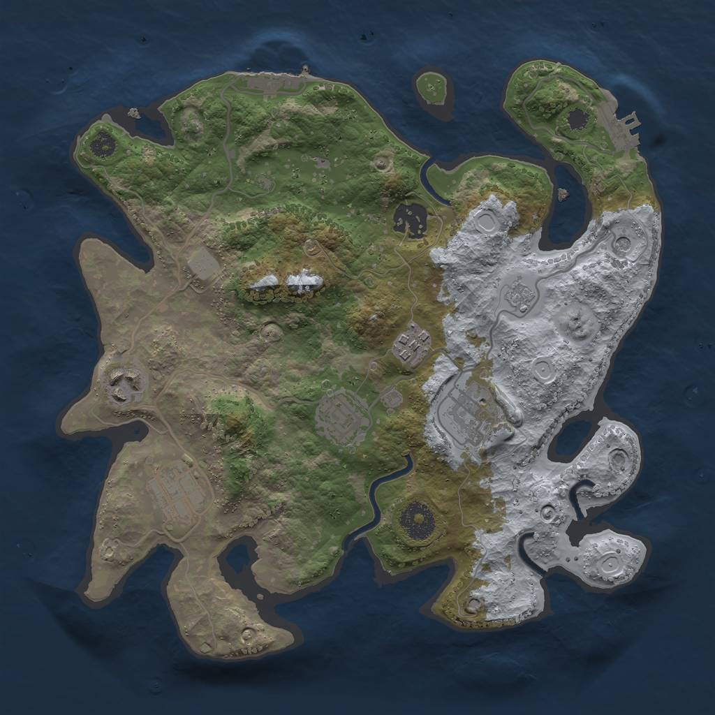 Rust Map: Procedural Map, Size: 3000, Seed: 50122, 13 Monuments