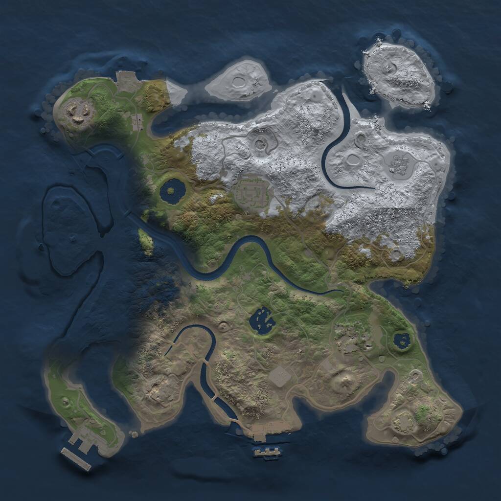 Rust Map: Procedural Map, Size: 3000, Seed: 1304436609, 10 Monuments