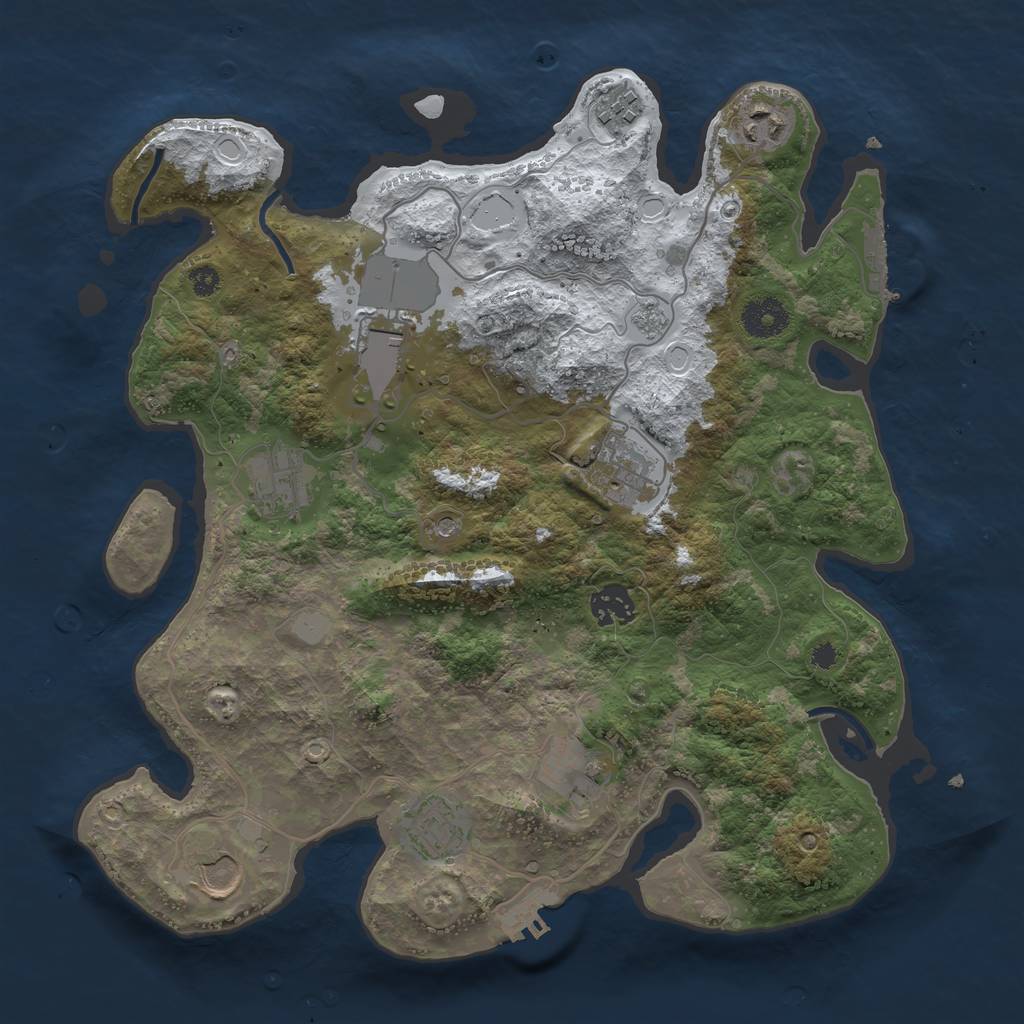 Rust Map: Procedural Map, Size: 3500, Seed: 55439, 18 Monuments