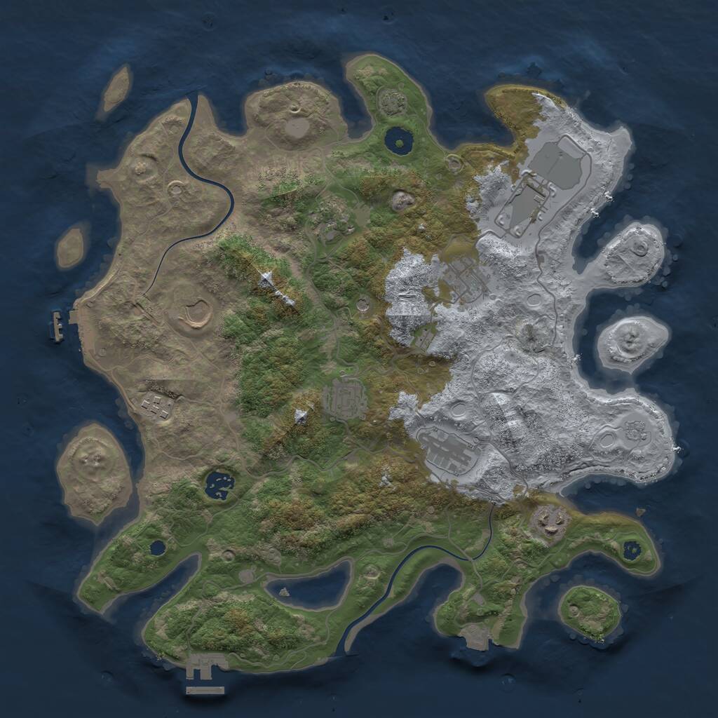 Rust Map: Procedural Map, Size: 3800, Seed: 13131345, 15 Monuments