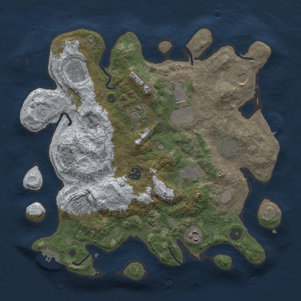 Rust Map: Procedural Map, Size: 3600, Seed: 3013501, 19 Monuments