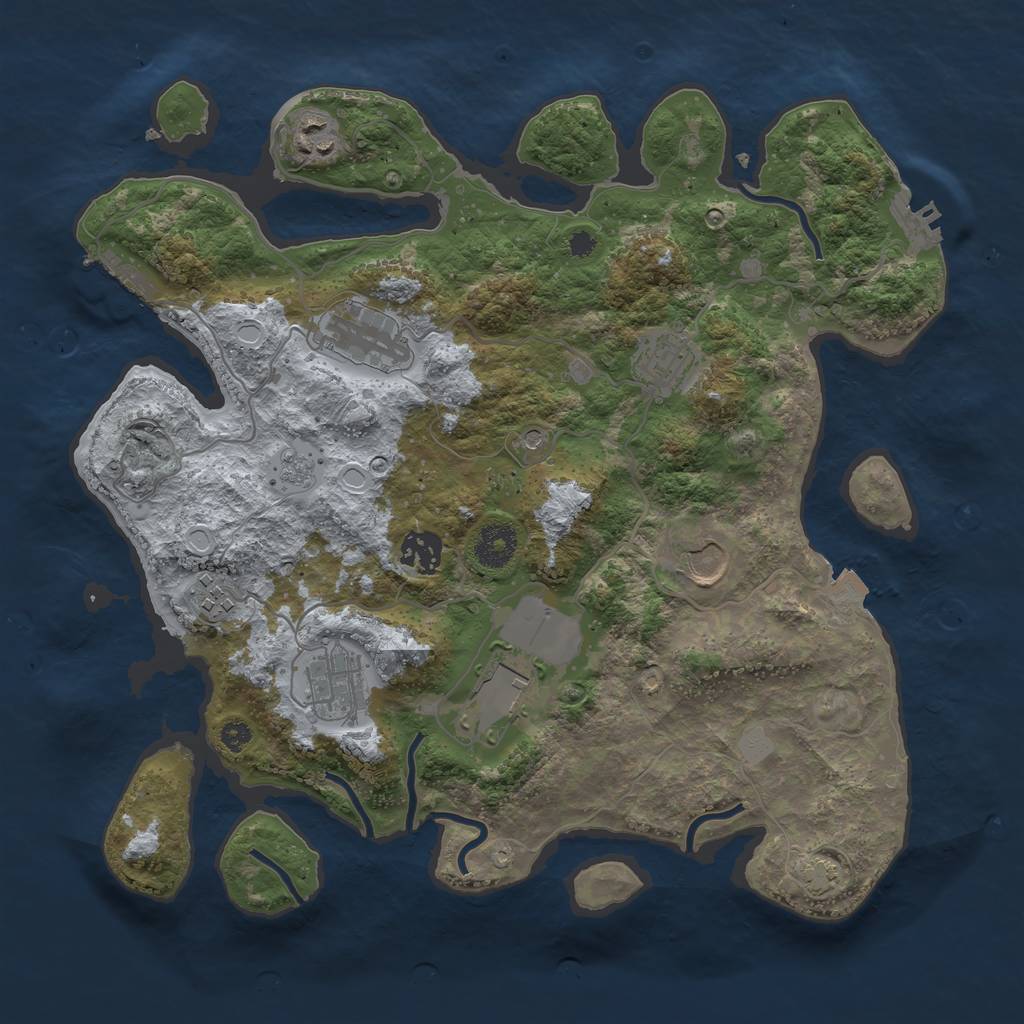 Rust Map: Procedural Map, Size: 3500, Seed: 51291051, 16 Monuments